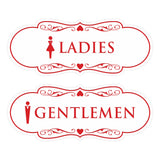 Designer Ladies and Gentlemen Figurines Restroom Signs (Set of 2) For Walls or Doors