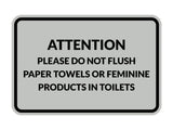 Signs ByLITA Classic Framed Attention Please Do Not Flush Paper Towels or Feminine Products in Toilets