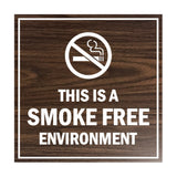 Square this is a smoke free environment Sign with Adhesive Tape, Mounts On Any Surface, Weather Resistant