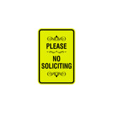 Portrait Round please no soliciting Sign with Adhesive Tape, Mounts On Any Surface, Weather Resistant