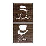 Square ladies and gents sign set with Adhesive Tape, Mounts On Any Surface, Weather Resistant