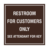 Square Restroom For Customers Sign with Adhesive Tape, Mounts On Any Surface, Weather Resistant