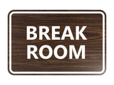 Signs ByLITA Classic Framed Break Room Sign