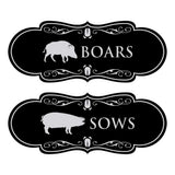 Designer Boars and Sows, Novelty Restroom (Set of 2) Wall or Door Signs