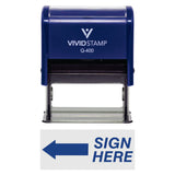 Blue Sign Here Left Arrow Self-Inking Office Rubber Stamp