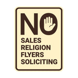 Portrait Round No Sales, No Religion, No Flyers, No Soliciting Wall or Door Sign
