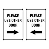 Portrait Round Please Use Other Door Sign Set with Adhesive Tape, Mounts On Any Surface, Weather Resistant