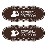 Designer Cowgirls and Cowboys Restroom Signs, (Set of 2) Wall or Door Signs