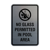 Signs ByLITA Portrait Round No Glass Permitted In Pool Area Sign with Adhesive Tape, Mounts On Any Surface, Weather Resistant, Indoor/Outdoor Use