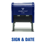 Blue Sign & Date Self Inking Rubber Stamp