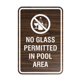 Signs ByLITA Portrait Round No Glass Permitted In Pool Area Sign with Adhesive Tape, Mounts On Any Surface, Weather Resistant, Indoor/Outdoor Use