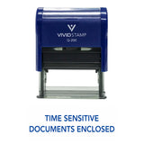 Blue TIME SENSITIVE DOCUMENTS ENCLOSED Self Inking Rubber Stamp