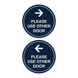 Signs ByLITA Circle Please Use Other Door Sign Set with Adhesive Tape, Mounts On Any Surface, Weather Resistant, Indoor/Outdoor Use