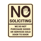 Portrait Round No Soliciting We Do Not Purchase Goods or Services Sold Door to Door Wall or Door Sign