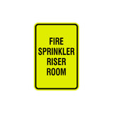 Portrait Round Fire Sprinkler Riser Room Sign with Adhesive Tape, Mounts On Any Surface, Weather Resistant