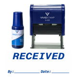 Blue Received By Date Self Inking Rubber Stamp Combo With Refill