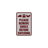 Portrait Round please remove shoes before entering Sign with Adhesive Tape, Mounts On Any Surface, Weather Resistant