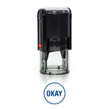 Round Okay Self Inking Rubber Stamp Size 1-1/4"