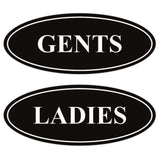 Oval LADIES GENTS Restroom Signs - 2 Pack