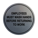 Signs ByLITA Circle Employees Must Wash Hands Before Returning to Work Sign