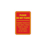 Portrait Round please do not flush etiquette Sign with Adhesive Tape, Mounts On Any Surface, Weather Resistant