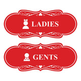 Designer Ladies and Gents Restroom Signs, Bow Ties and Tiaras (Set of 2) Wall or Door Sign
