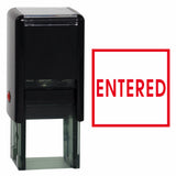 Red Square ENTERED Self Inking Rubber Stamp