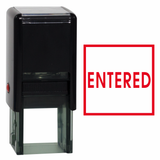 Red Square ENTERED Self Inking Rubber Stamp