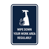 Portrait Round Wipe Down Your Work Area Regularly Sign