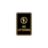 Portrait Round No Littering Sign With Adhesive Tape