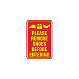 Portrait Round please remove shoes before entering Sign with Adhesive Tape, Mounts On Any Surface, Weather Resistant