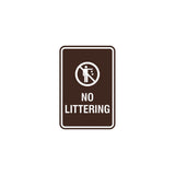 Portrait Round No Littering Sign With Adhesive Tape