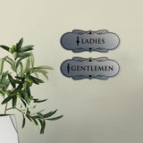 Designer Ladies and Gentlemen Figurines Restroom Signs (Set of 2) For Walls or Doors
