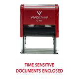 Red TIME SENSITIVE DOCUMENTS ENCLOSED Self Inking Rubber Stamp