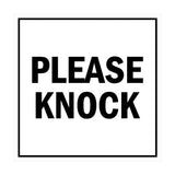 Square Please Knock Sign with Adhesive Tape, Mounts On Any Surface, Weather Resistant