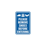 Portrait Round please remove shoes before entering Sign with Adhesive Tape, Mounts On Any Surface, Weather Resistant
