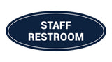 Navy Blue / White Oval STAFF RESTROOM Sign
