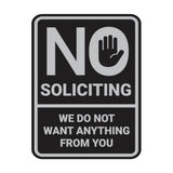 Portrait Round No Soliciting We Do Not Want Anything From You Wall or Door Sign