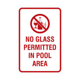 Signs ByLITA Portrait Round No Glass Permitted In Pool Area Sign with Adhesive Tape, Mounts On Any Surface, Weather Resistant, Indoor/Outdoor Use