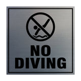 Square No Diving Sign with Adhesive Tape, Mounts On Any Surface, Weather Resistant