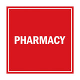 Square Pharmacy Sign with Adhesive Tape, Mounts On Any Surface, Weather Resistant