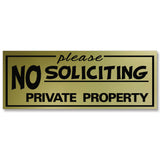 All Quality "Please No Soliciting Private Property" Engraved Sign, 2" x 5"