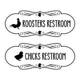 Designer Chicks and Roosters Novelty Restroom Signs (Set of 2) Wall or Door Sign