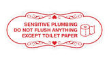 Designer Sensitive Plumbing Do Not Flush Anything Except Toilet Paper Wall or Door Sign