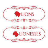 Designer Lions and Lionesses, Novelty Restroom (Set of 2) Wall or Door Signs