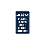 Portrait Round please remove shoes before entering Sign with Adhesive Tape, Mounts On Any Surface, Weather Resistant