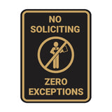 Portrait No Soliciting Zero Exceptions Wall or Door Sign