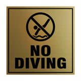 Square No Diving Sign with Adhesive Tape, Mounts On Any Surface, Weather Resistant