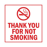 Signs ByLITA Square Thank You For Not Smoking Sign with Adhesive Tape, Mounts On Any Surface, Weather Resistant, Indoor/Outdoor Use