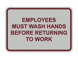 Signs ByLITA Classic Framed Employees Must Wash Hands Before Returning To Work